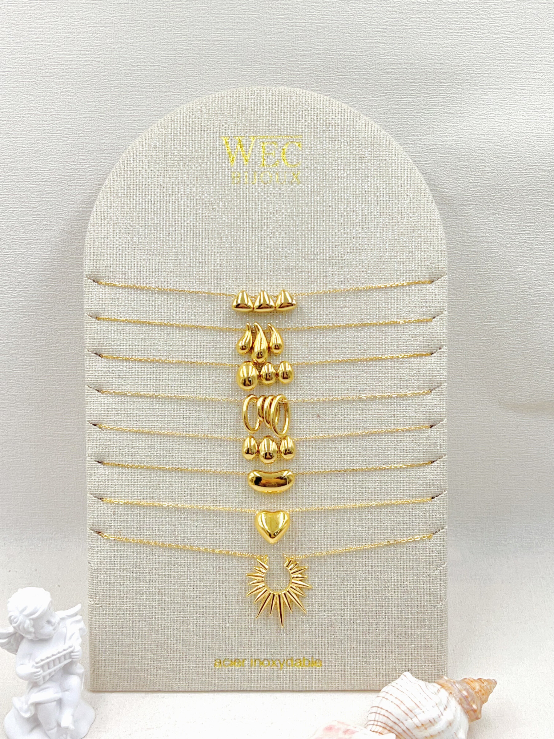 Grossista WEC Bijoux - LOT DI 8 COLLANE IN ACCIAIO INOSSIDABILE+ESPOSITORIO