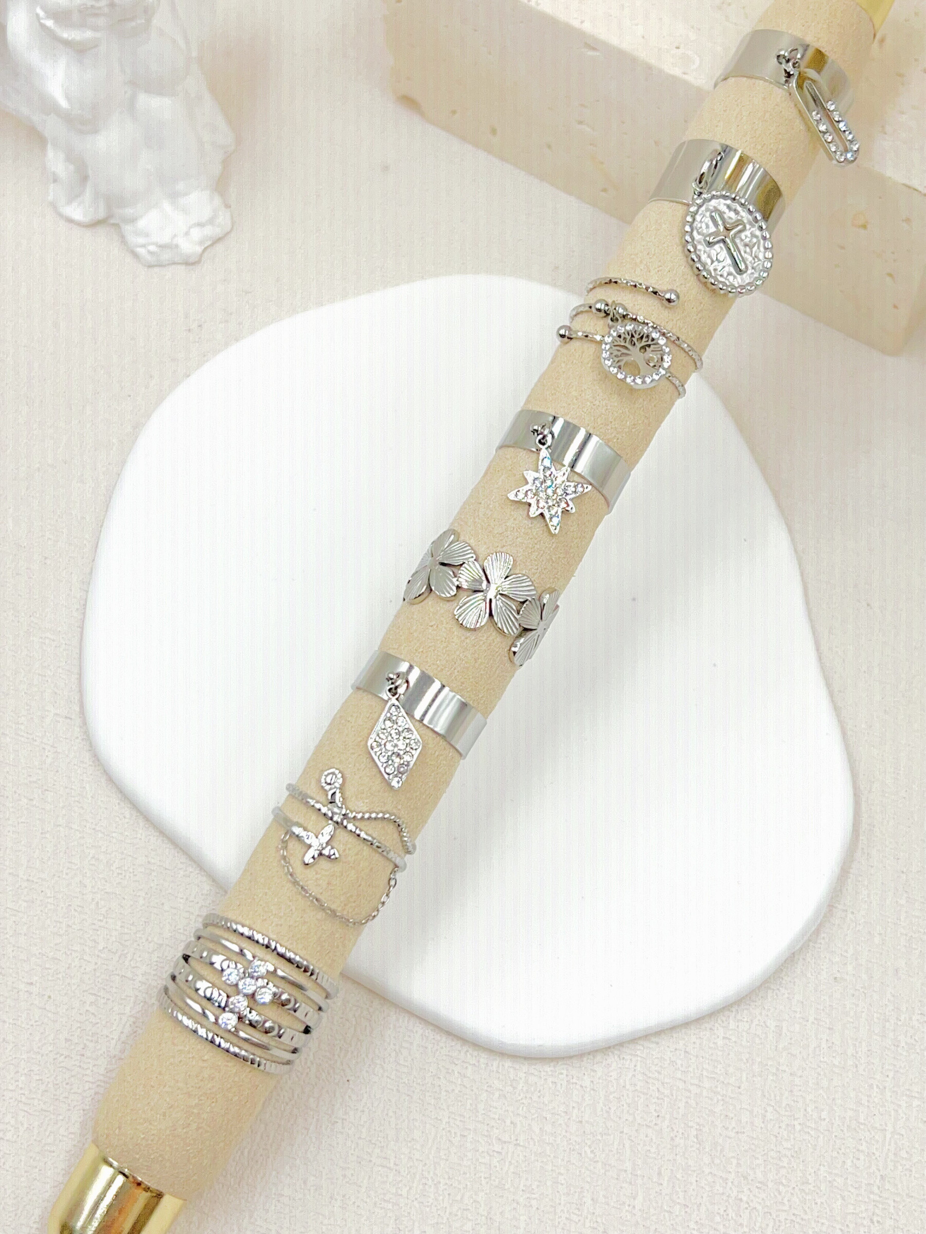 Wholesaler WEC Bijoux - SET OF 8 STAINLESS STEEL RINGS+STICK