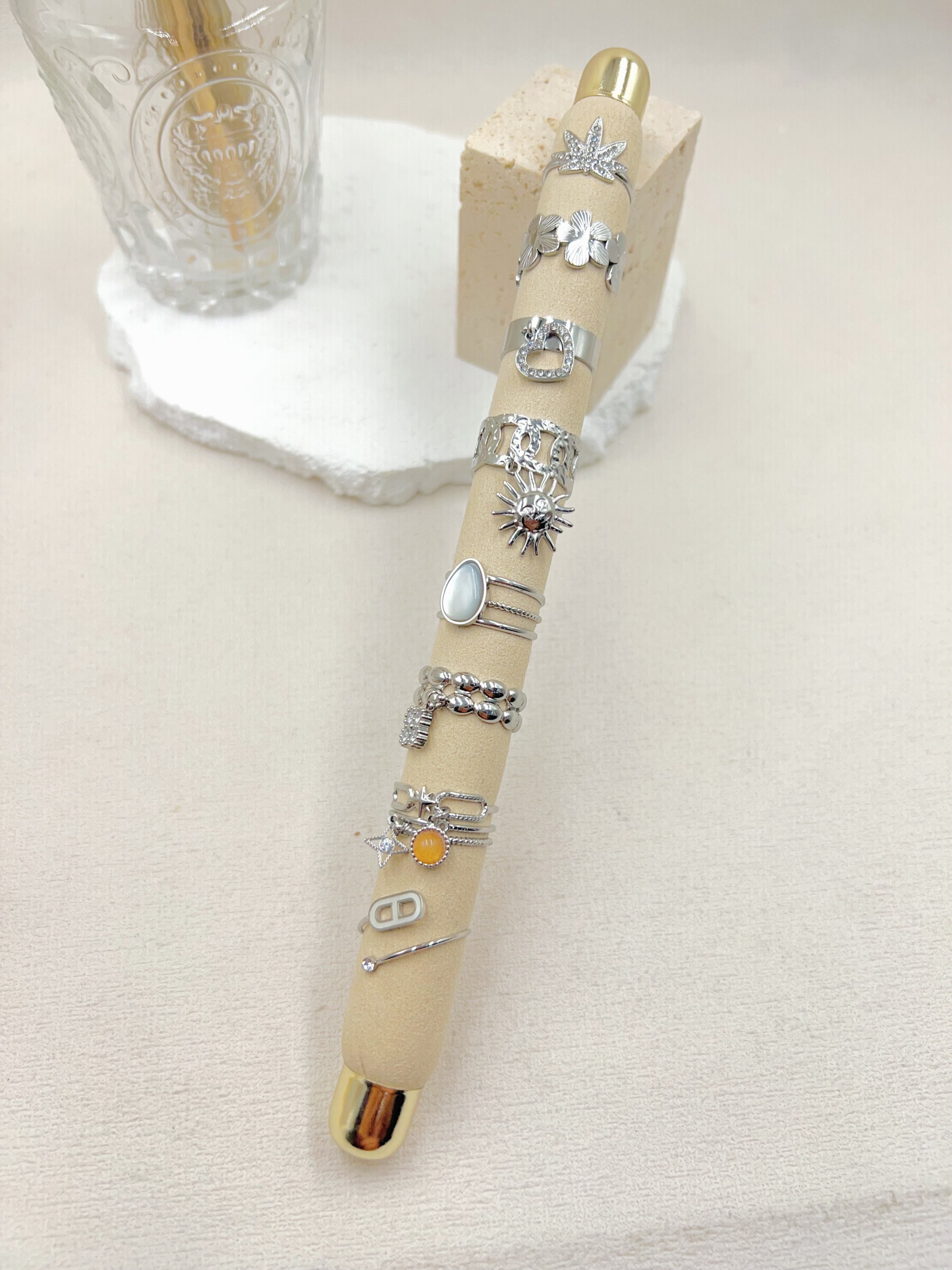 Grossista WEC BIJOUX - LOT DI 8 ANELLI IN ACCIAIO INOX + BASTONE