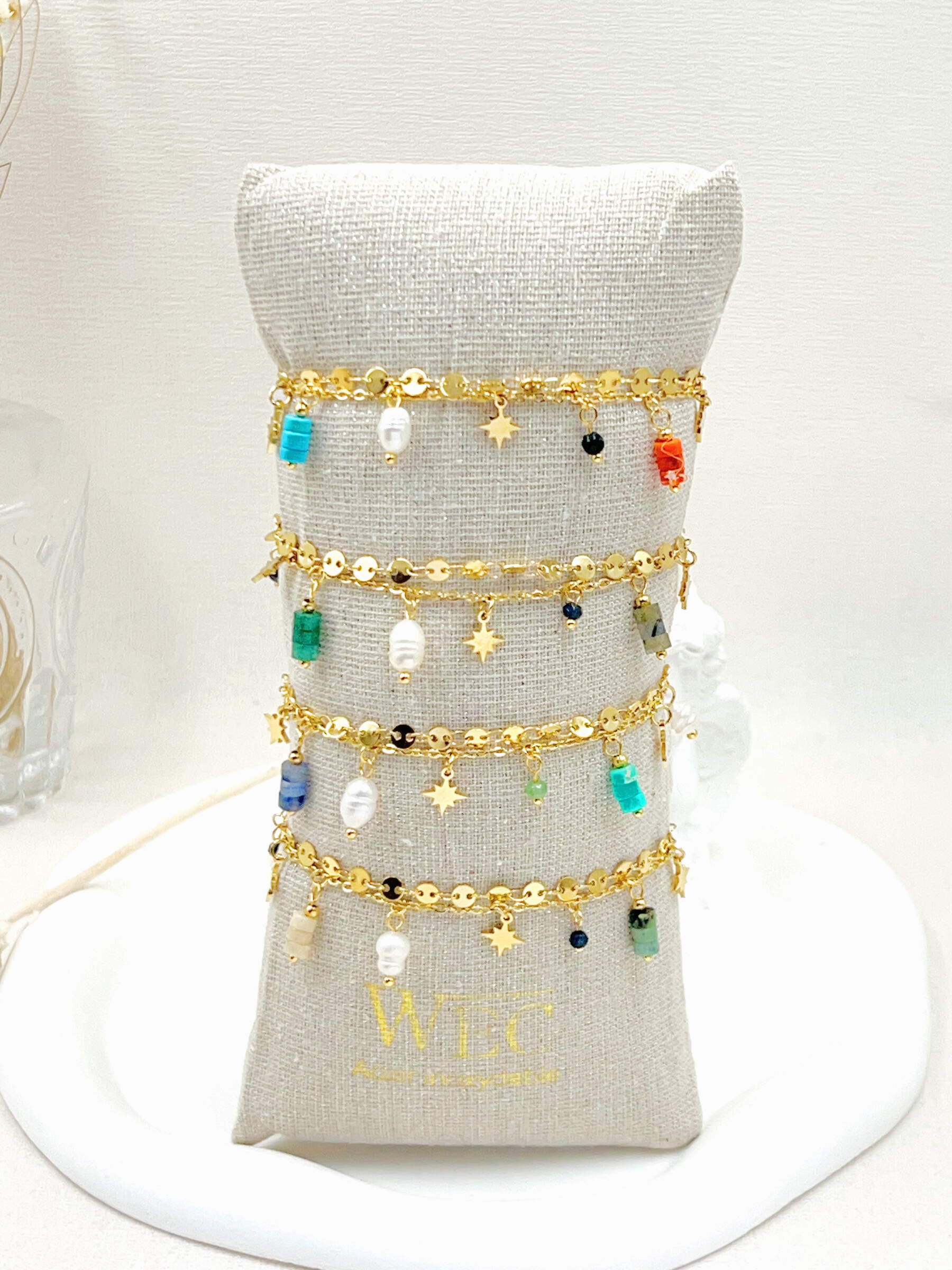 Mayorista WEC Bijoux - SET DE 4 PULSERAS DE ACERO INOXIDABLE+BUDDIN