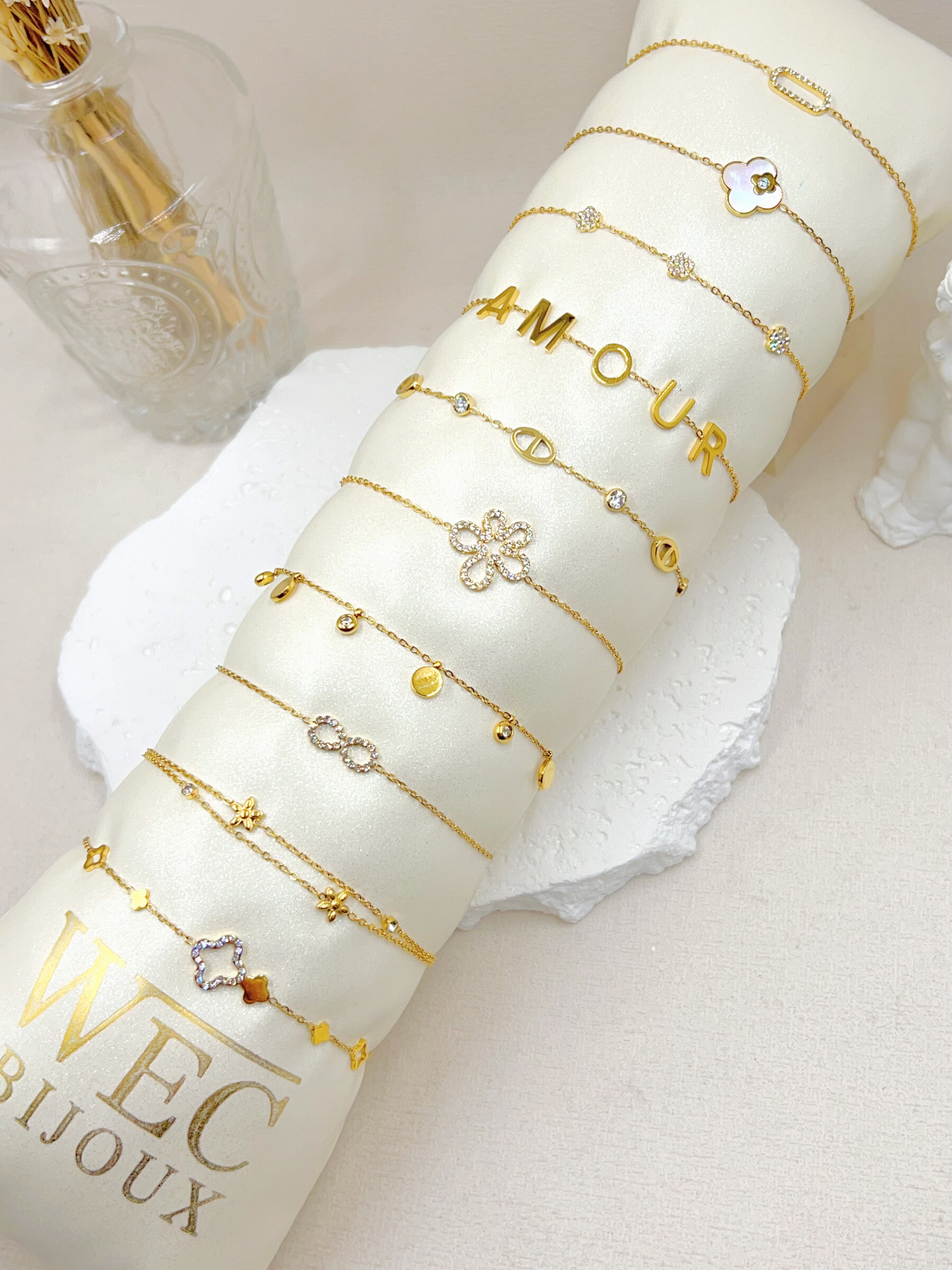 Mayorista WEC BIJOUX - LOTE DE 10 PULSERAS DE ACERO INOXIDABLE + SALCHICHA