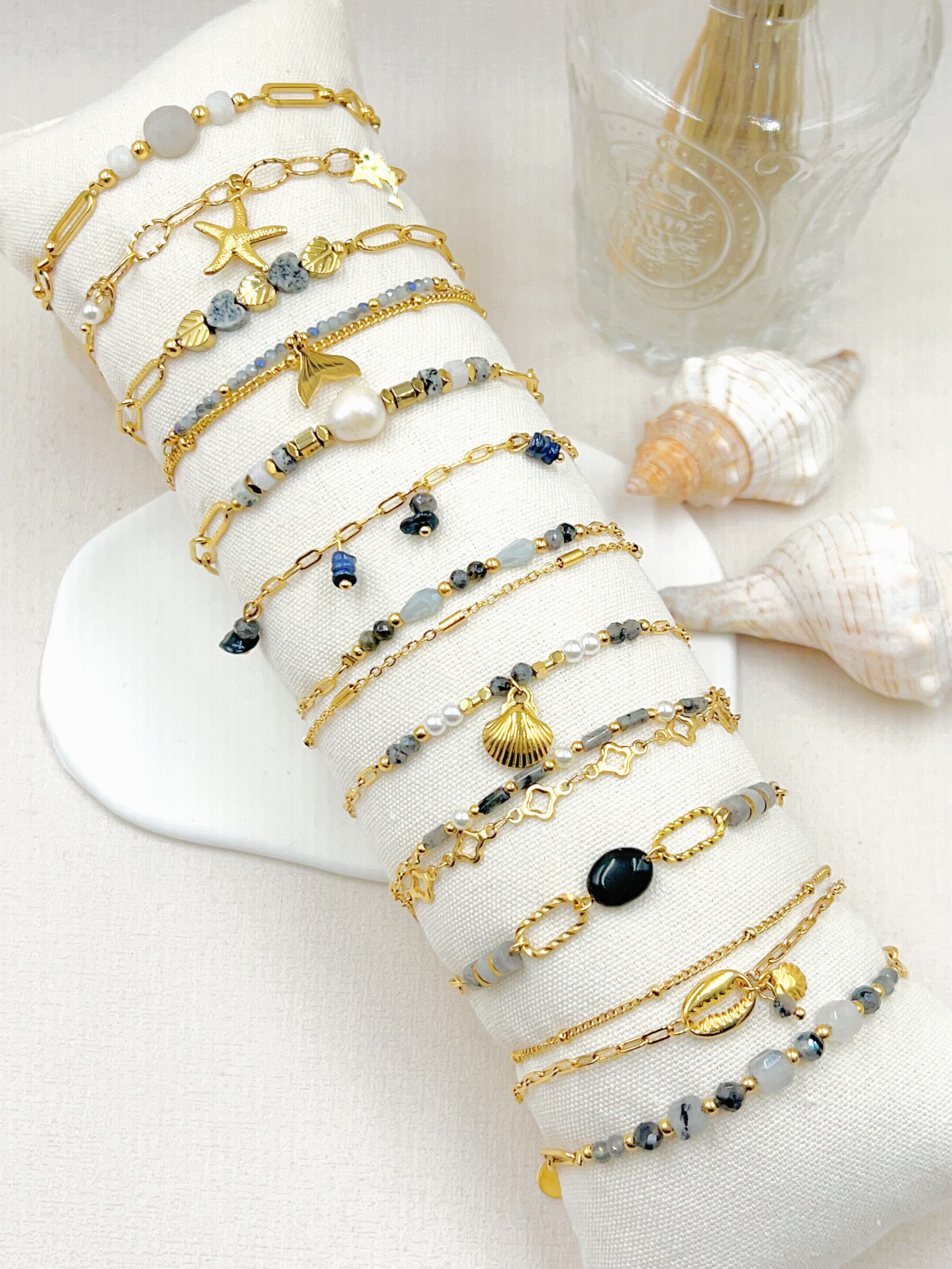 Grossiste WEC Bijoux - LOT DE 12 BRACELETS EN ACIER + BOUDIN