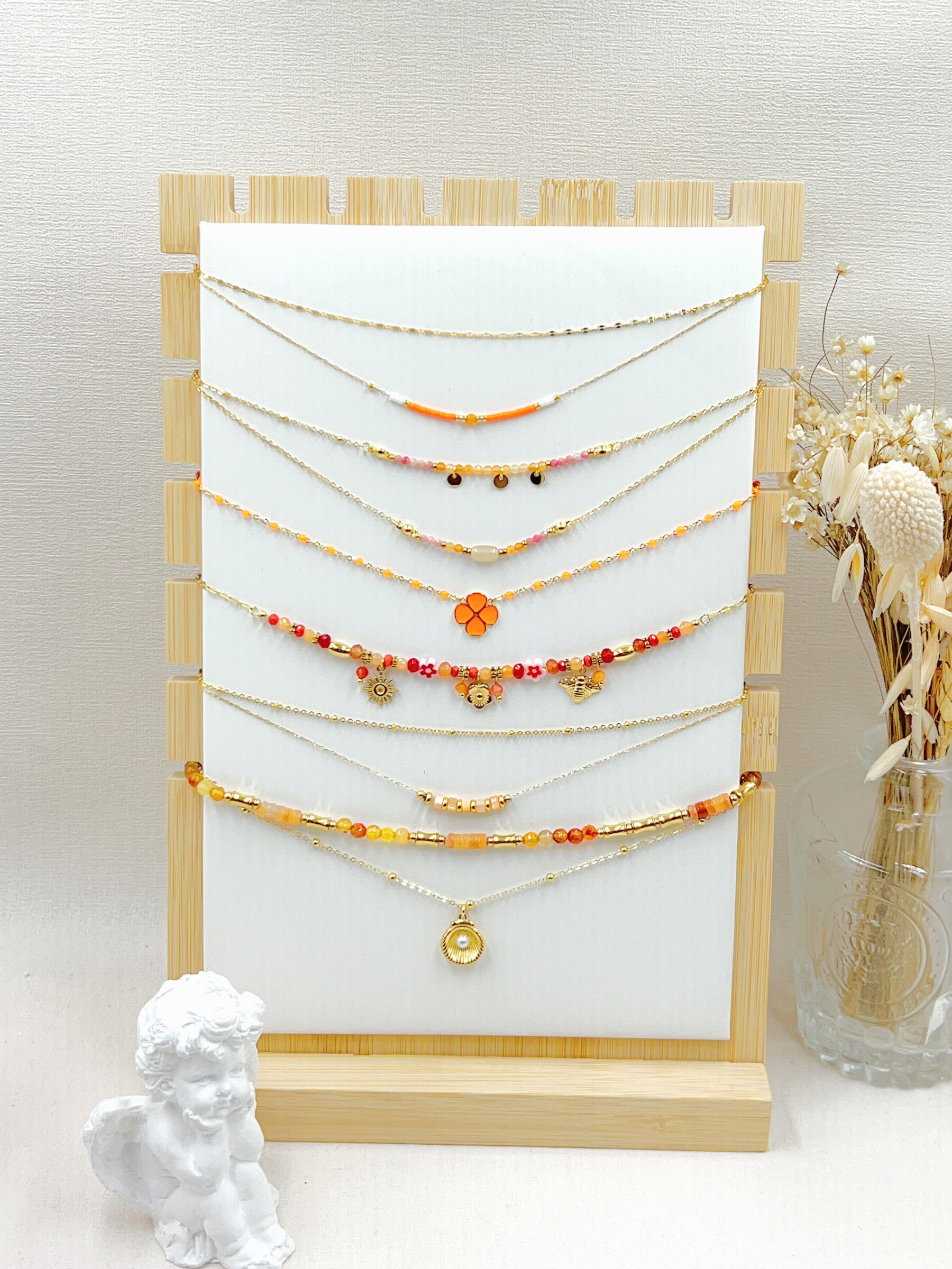 Großhändler WEC Bijoux - SET AUS 6 EDELSTAHL-HALSKETTEN + DISPLAY