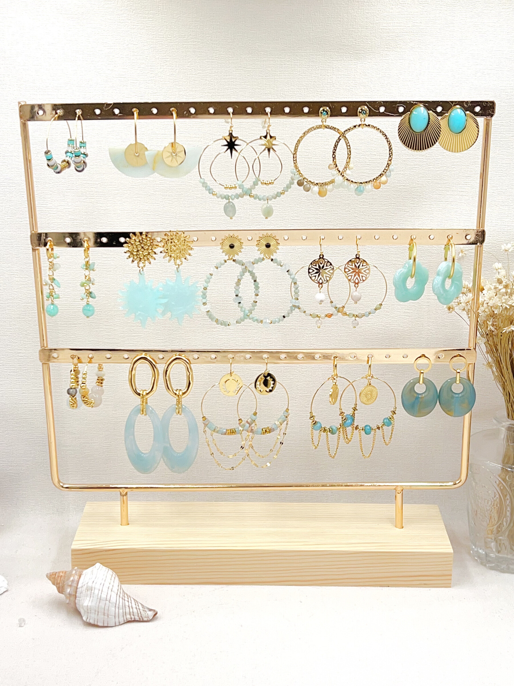 Grossiste WEC Bijoux - LOT DE 15 BOUCLES D'OREILLES EN ACIER INOXYDABLE+PRESENTOIR