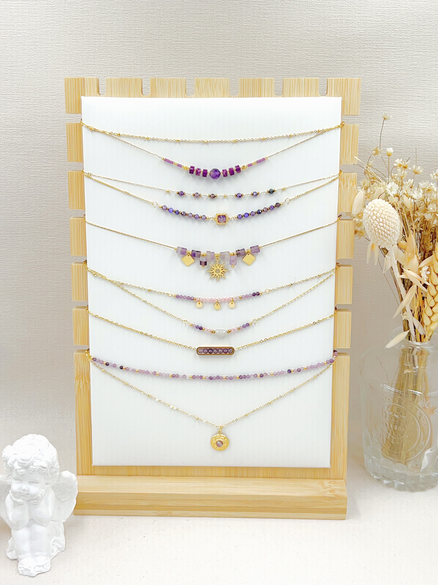 Grossiste WEC Bijoux - LOT DE 6 COLLIERS EN ACIER INOXYDABLE +PRESENTOIR