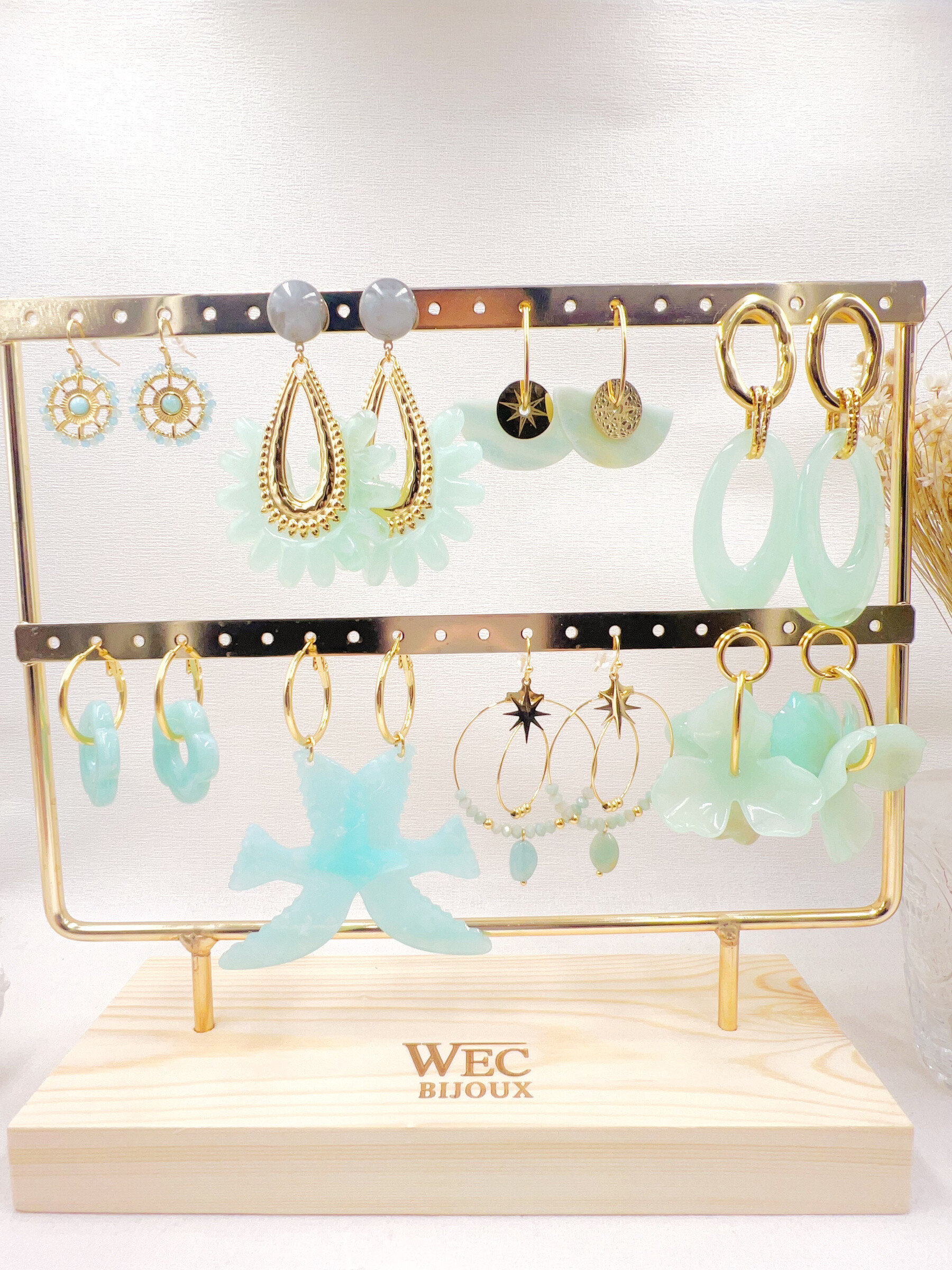 Wholesaler WEC Bijoux - SET OF 8 STAINLESS STEEL EARRINGS + DISPLAY