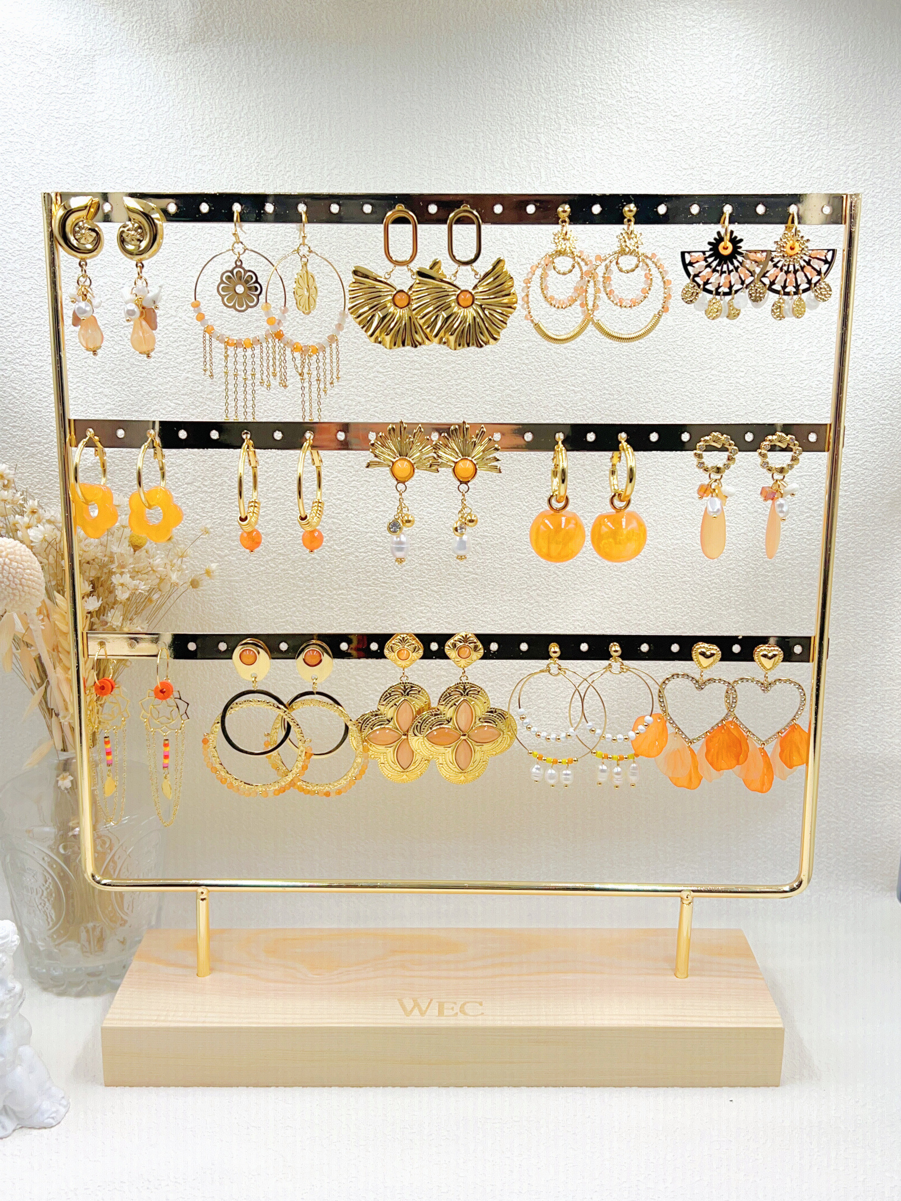 Grossiste WEC Bijoux - LOT DE 15 BOUCLES D'OREILLES EN ACIER INOXYDABLE+PRESENTOIR
