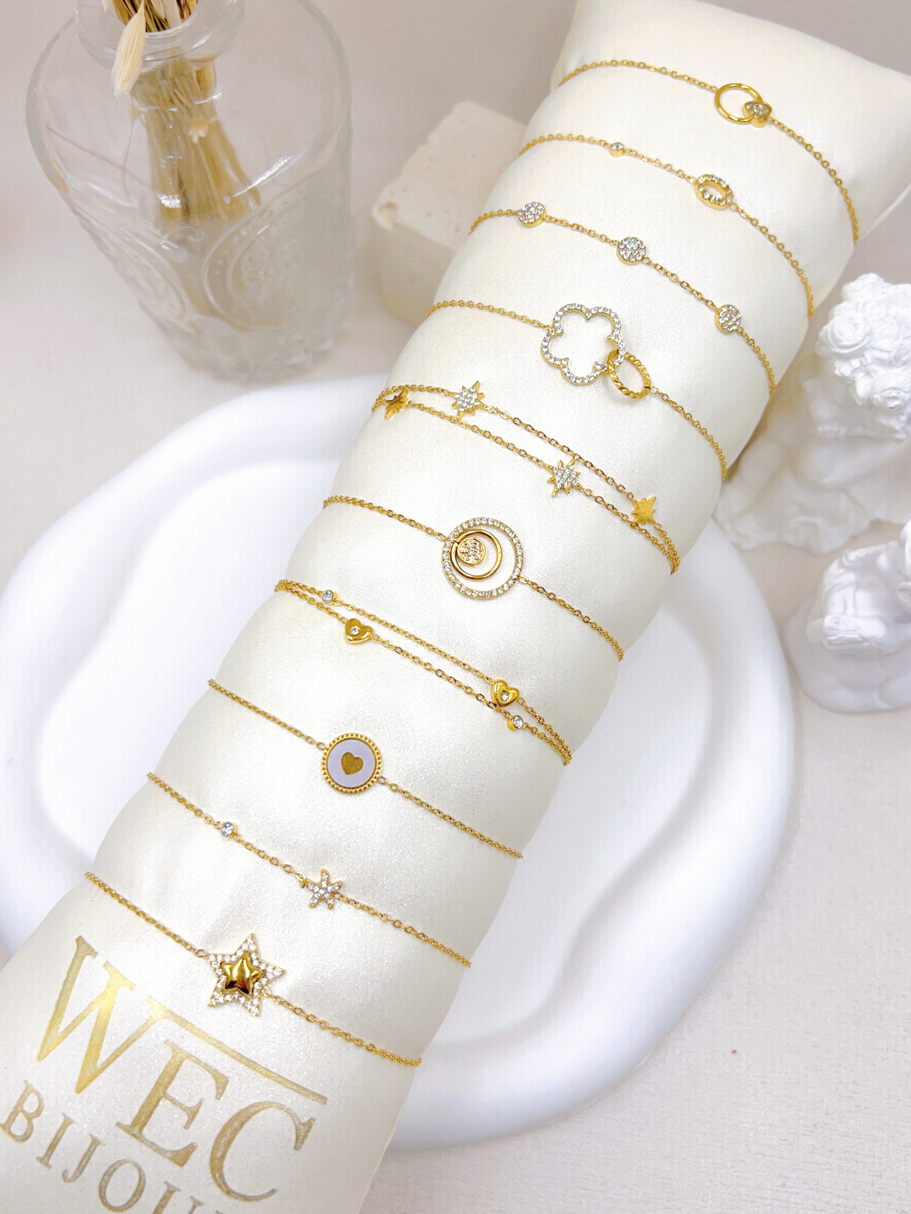 Grossiste WEC Bijoux - LOT DE 10 BRACELETS EN ACIER INOXYDABLE+BOUDIN