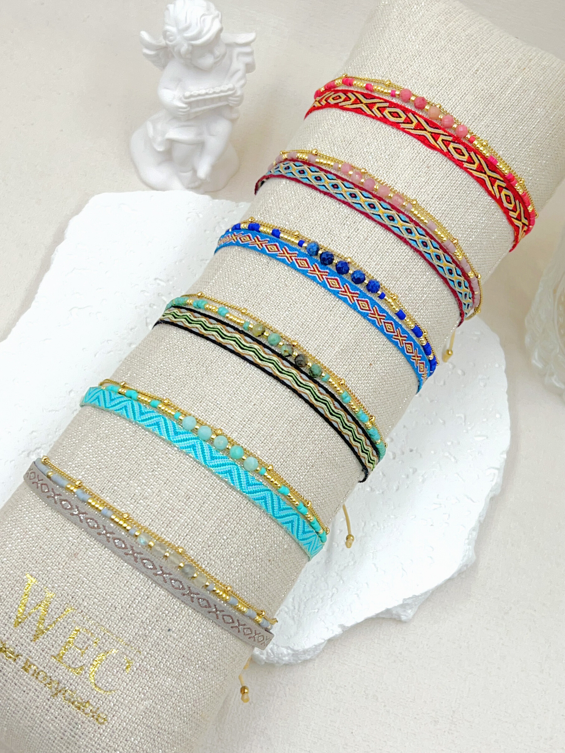 Grossiste WEC Bijoux - LOT DE 6 BRACELETS EN ACIER INOXYDABLE + BOUDIN