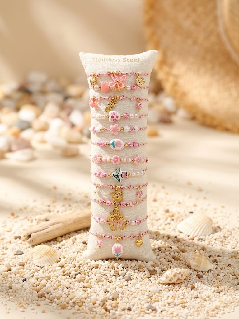 Grossiste WEC Bijoux - Lot de 12 Bracelets en Acier Inoxydable + présentoir