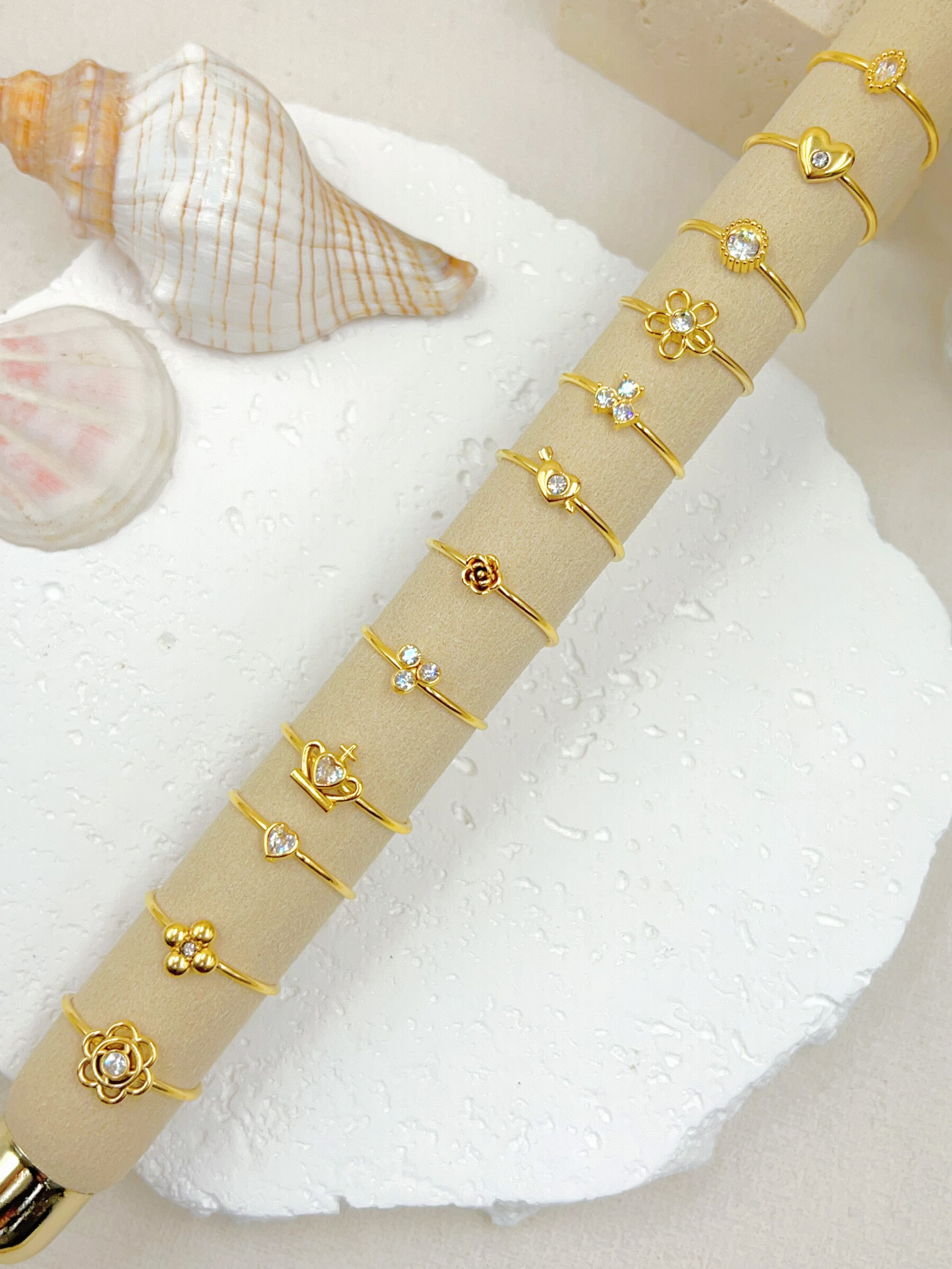 Mayorista WEC Bijoux - Conjunto de 12 anillos de acero inoxidable+bastón