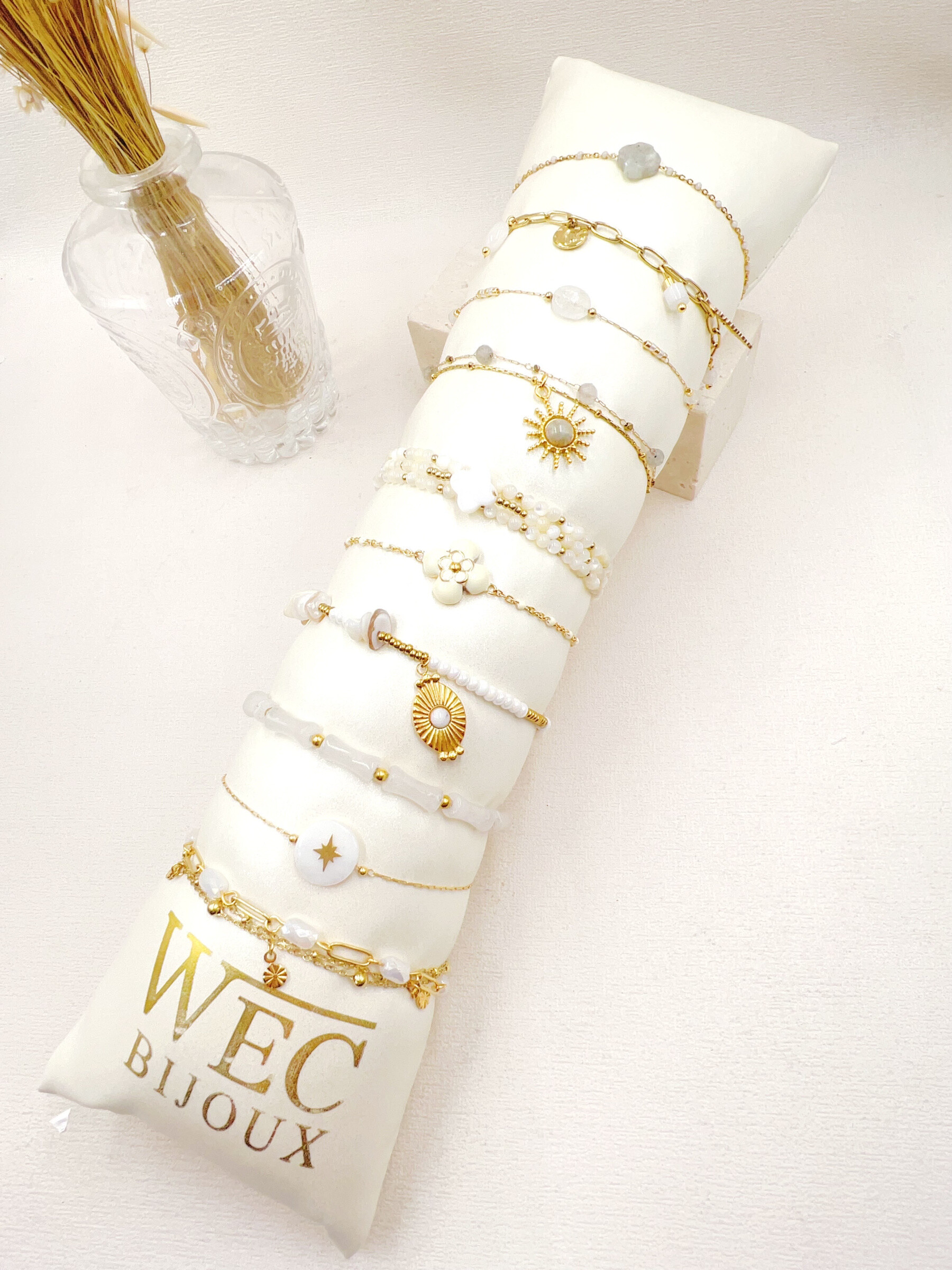 Grossiste WEC Bijoux - LOT DE 10 BRACELETS EN ACIER + BOUDIN