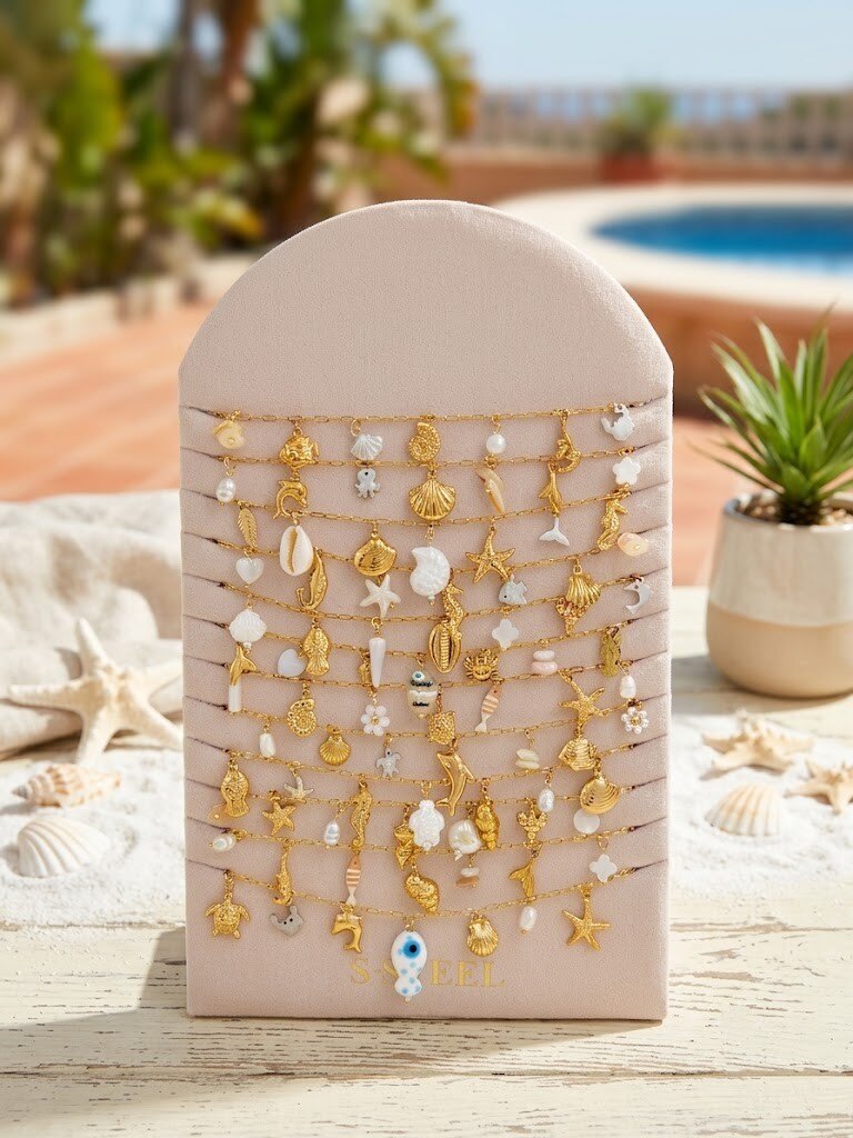 Grossiste WEC Bijoux - Lot de 12 Colliers en Acier Inoxydable + Présentoir