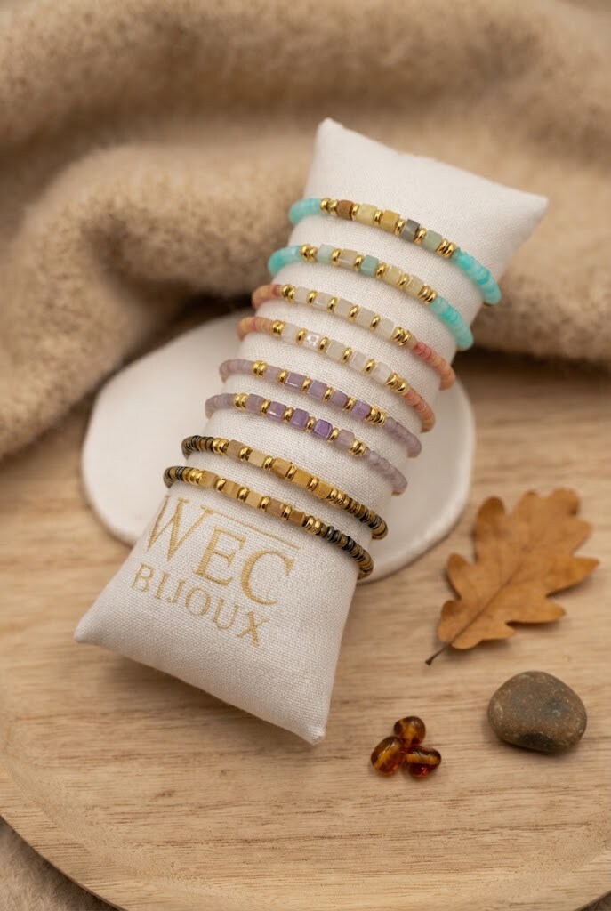 Grossista WEC Bijoux - Set di 8 Braccialetti Elastici in Acciaio Inossidabile + Salsiccia