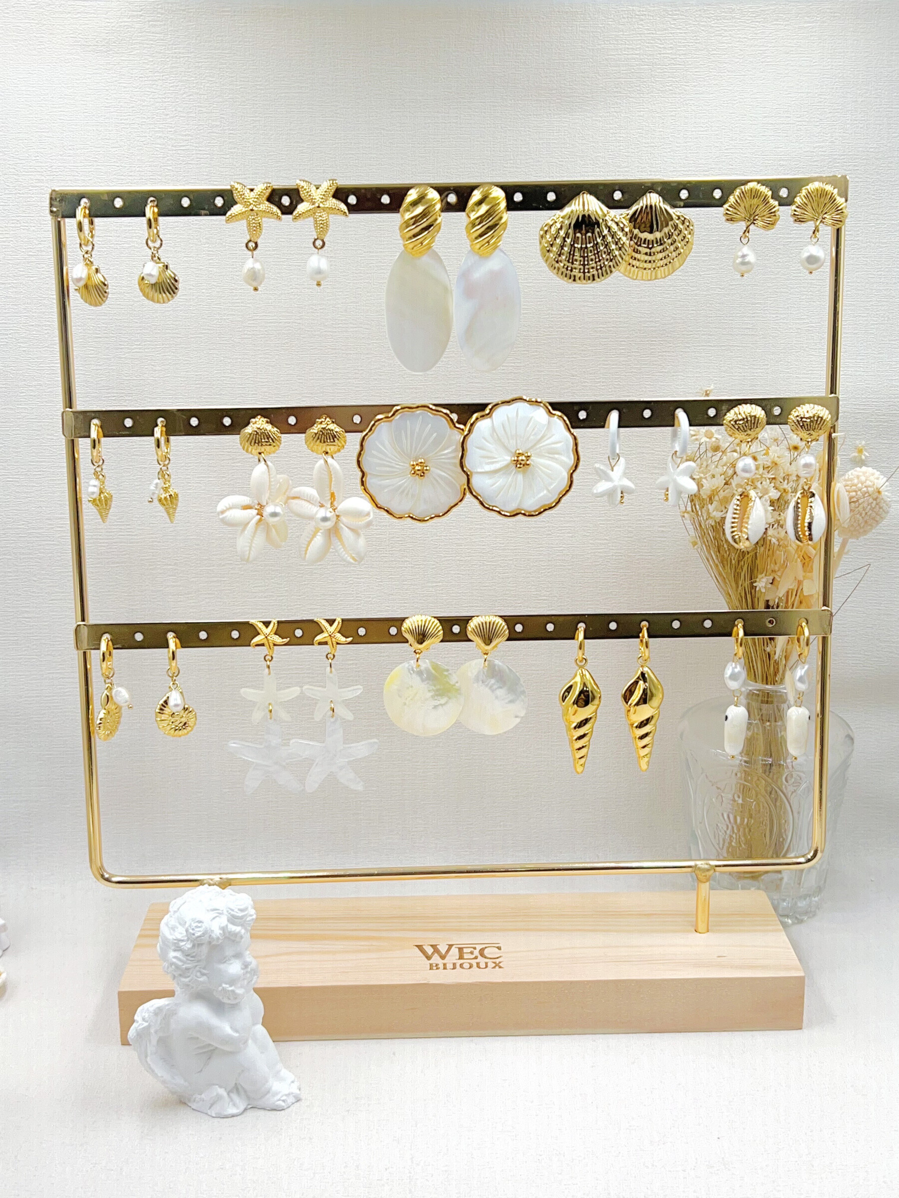 Grossista WEC Bijoux - LOT DI 15 ORECCHINI IN ACCIAIO INOSSIDABILE + ESPOSITORE