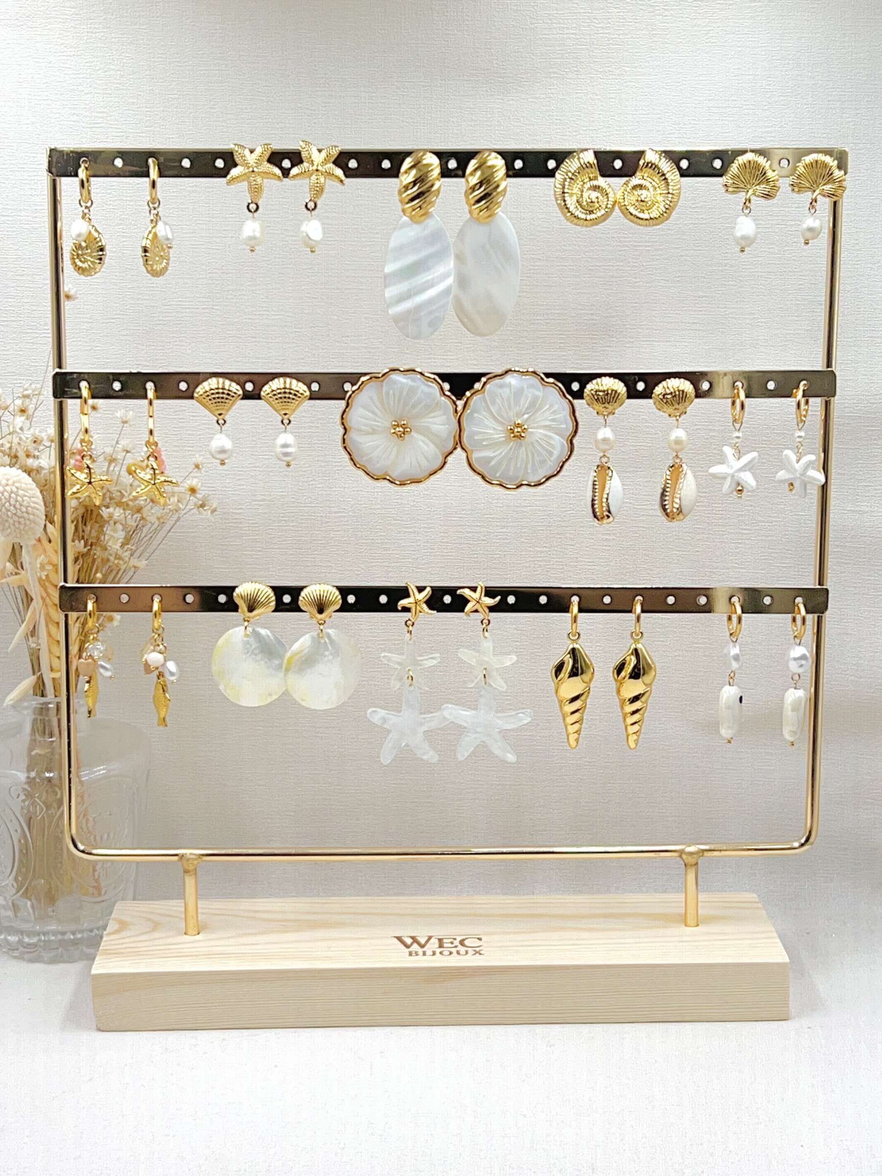 Mayorista WEC Bijoux - SET DE 15 PENDIENTES DE ACERO INOXIDABLE + DISPLAY
