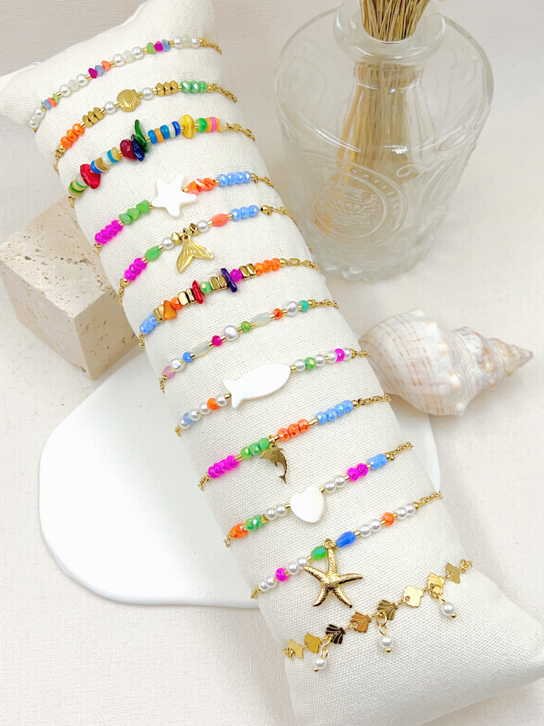 Grossiste WEC Bijoux - LOT DE 12 BRACELETS EN ACIER + BOUDIN