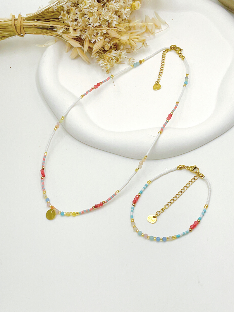 Grossiste WEC Bijoux - ENSEMBLE COLLIER + BRACELET  EN ACIER