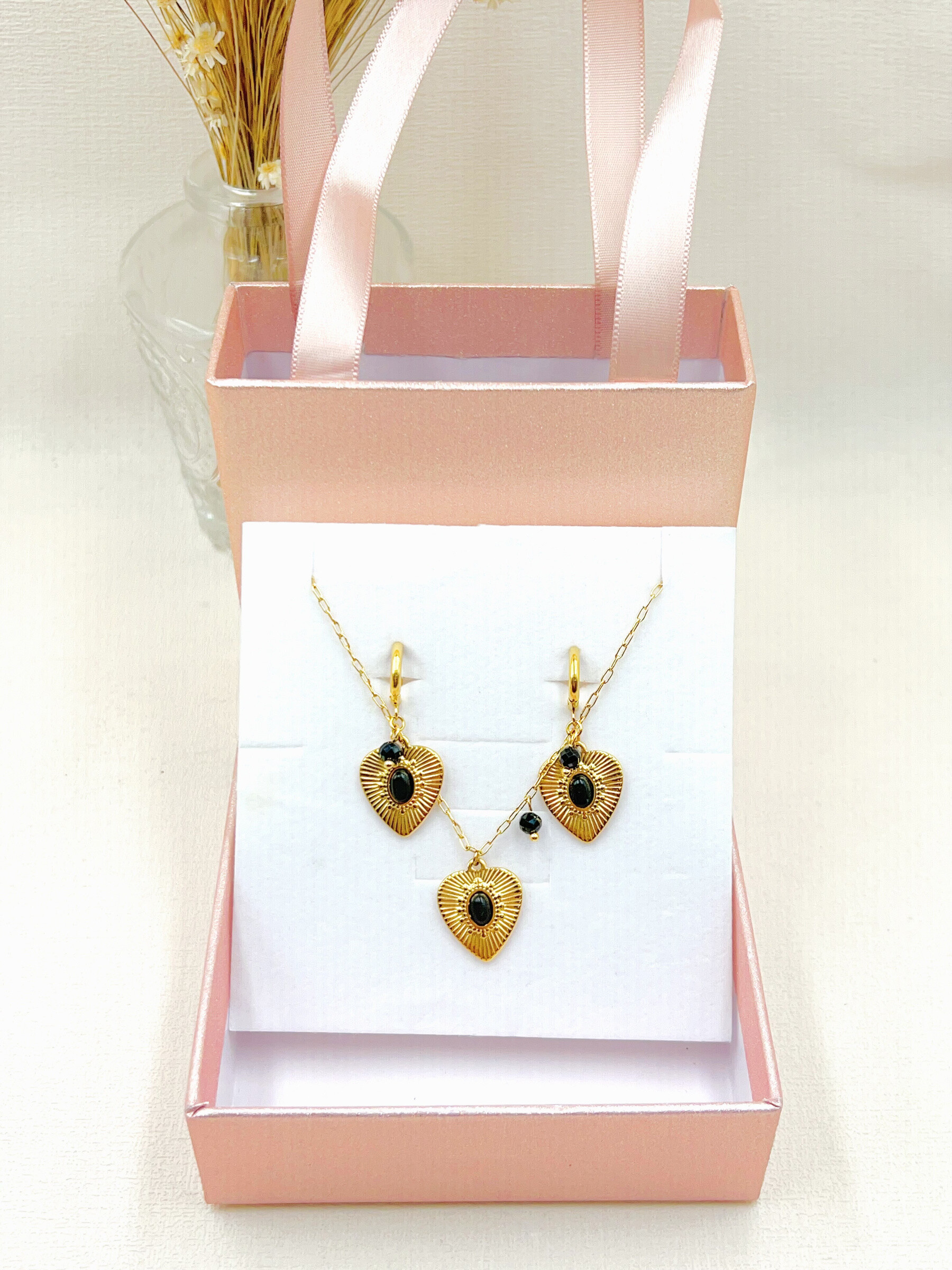 Grossiste WEC Bijoux - COFFRET BOUCLES D'OREILLES+COLLIER EN ACIER INOXYDABLE