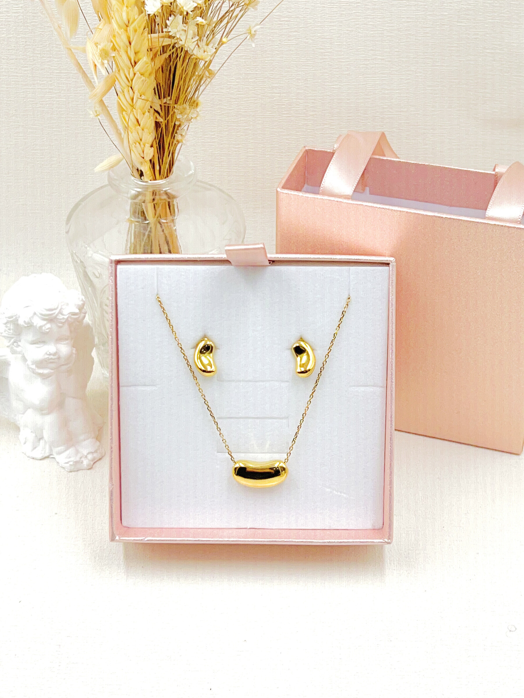 Grossiste WEC Bijoux - COFFRET BOUCLE D'OREILLE + COLLIER EN ACIER INOXYDABLE