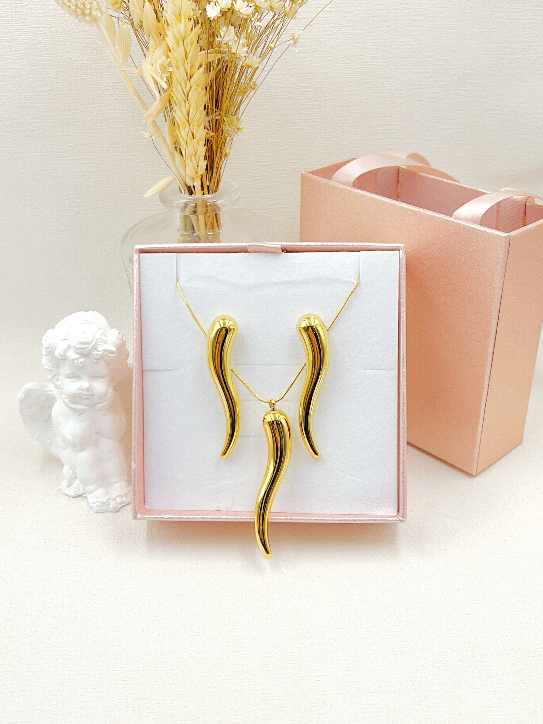 Grossiste WEC Bijoux - COFFRET BOUCLE D'OREILLE + COLLIER EN ACIER INOXYDABLE