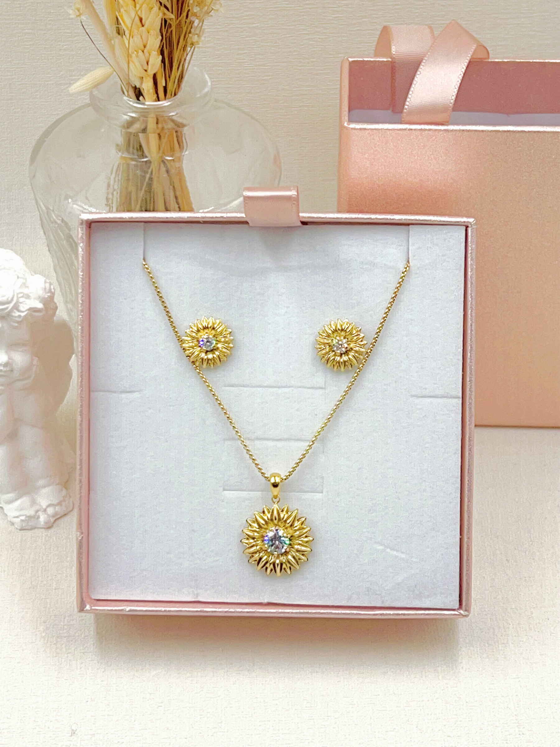 Grossiste WEC Bijoux - COFFRET BOUCLE D'OREILLE + COLLIER EN ACIER INOXYDABLE