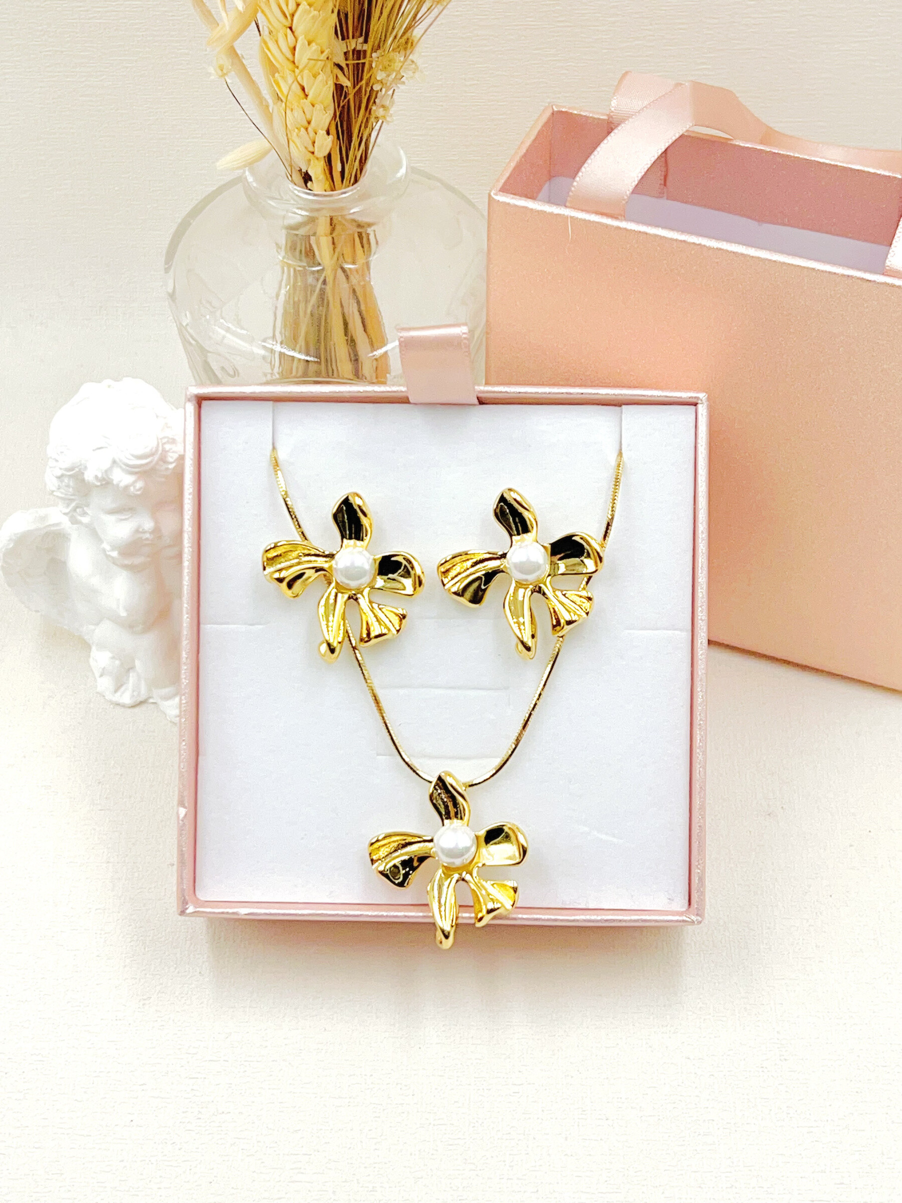 Grossiste WEC Bijoux - COFFRET BOUCLE D'OREILLE + COLLIER EN ACIER INOXYDABLE