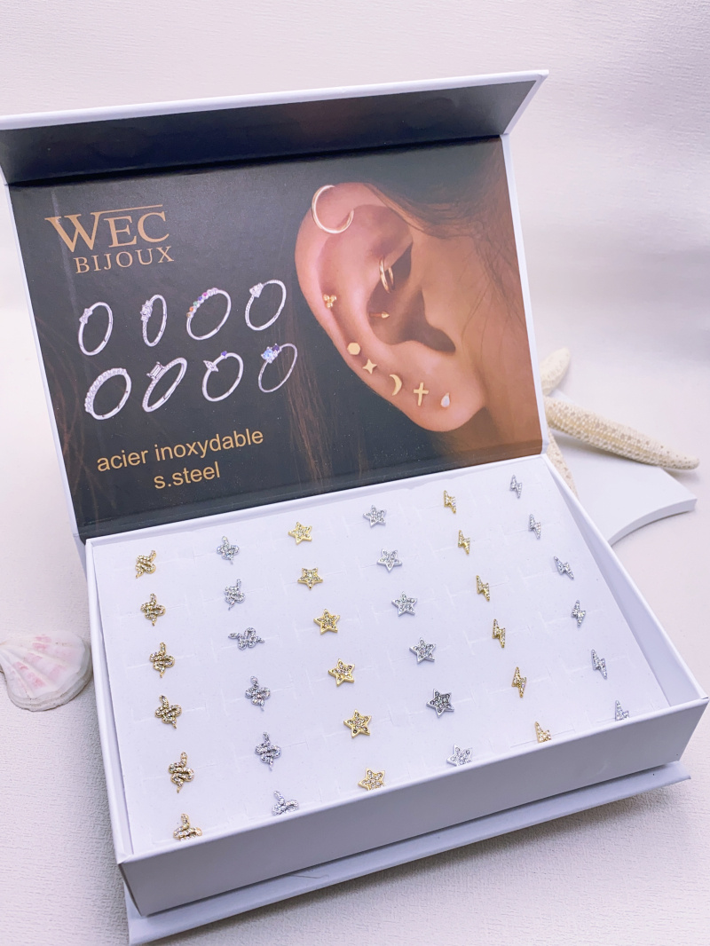 Mayorista WEC Bijoux - JUEGO DE PENDIENTES OREJA Y PIEZAS