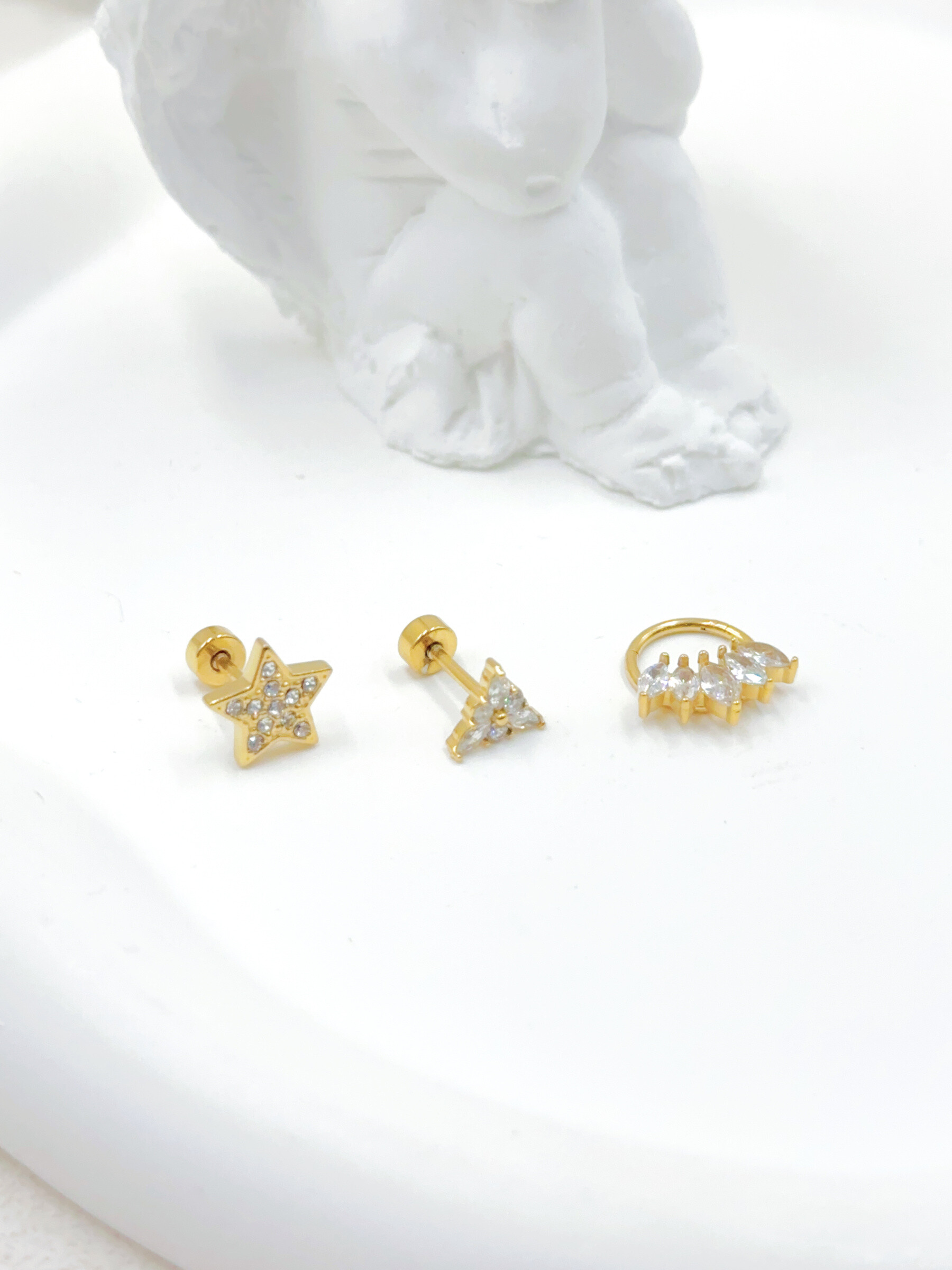 Großhändler WEC Bijoux - SET AUS 3 PIERCINGS AUS EDELSTAHL