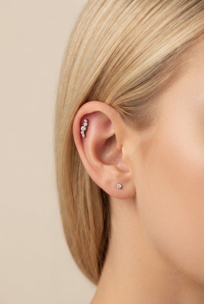 Großhändler WEC Bijoux - Titan-Zirkonia-Linien-Stecker-Piercing