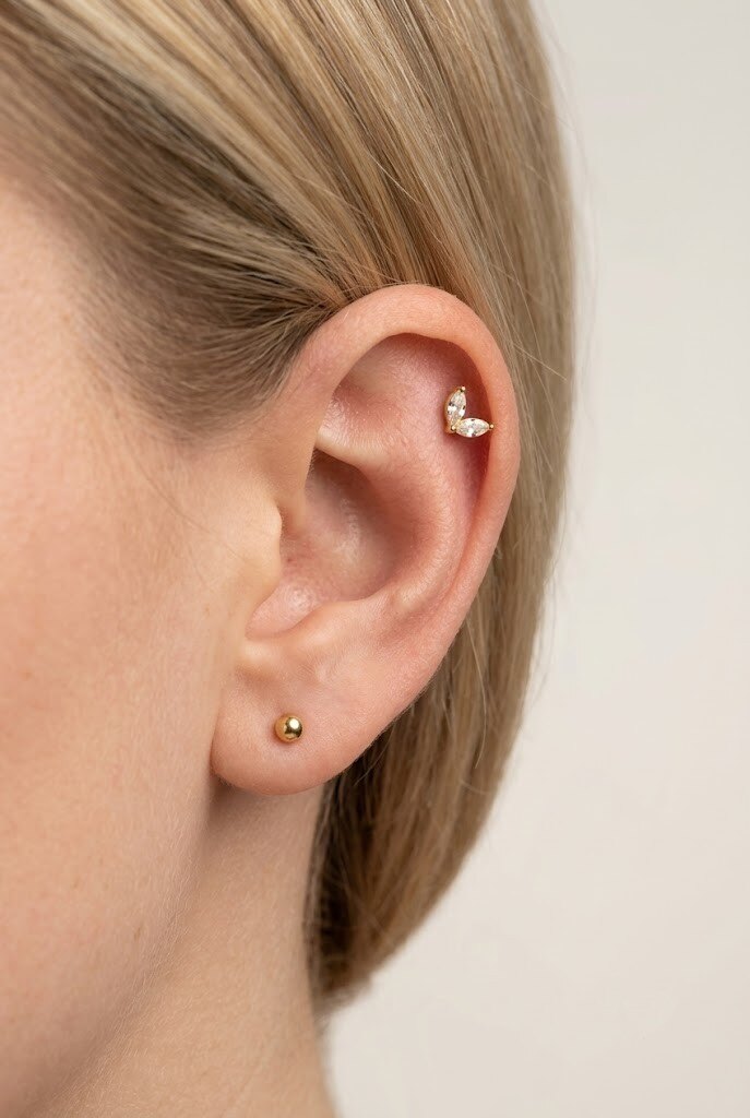 Grossiste WEC Bijoux - Piercing Feuillage Étincelant en Acier inoxydable