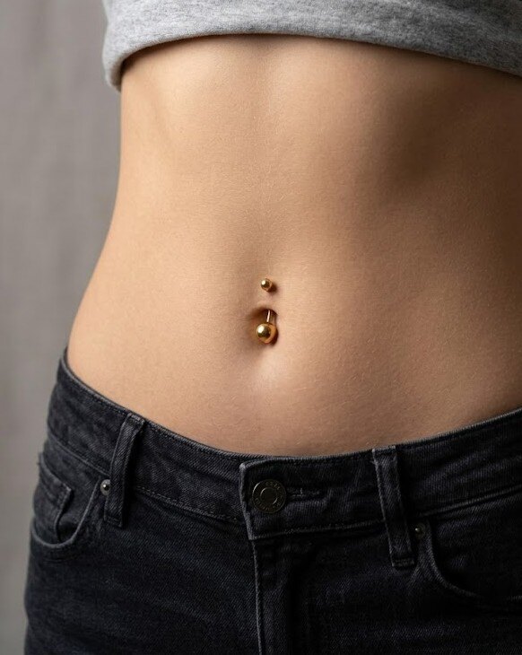 Grossiste WEC Bijoux - Nombril Classique en Acier – Banane Minimaliste à Boules Double Taille