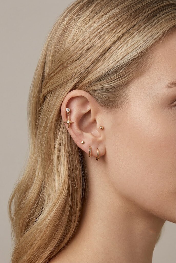 Grossista WEC Bijoux - Piercing Labret in Titanio — Design a Stella Scintillante Pendente