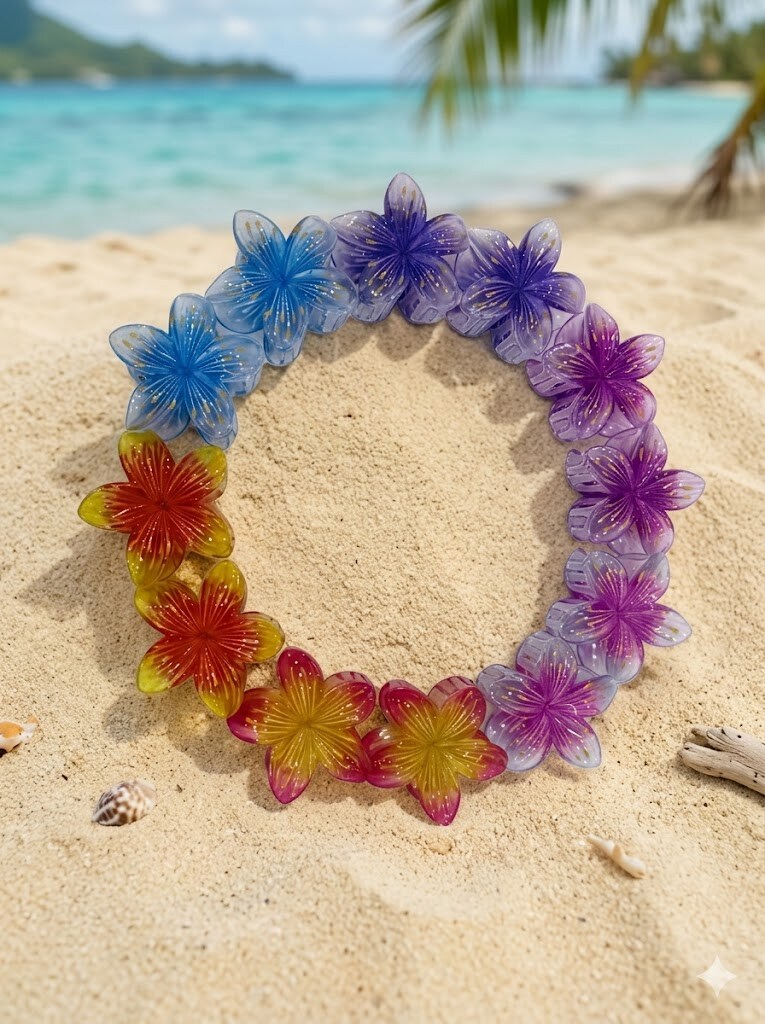 Grossiste WEC - Lot de 12 Pinces à Cheveux Fleur d'Hibiscus Tropicale – Accessoire de Coiffure Été & Plage – Dégradé Multicolore.