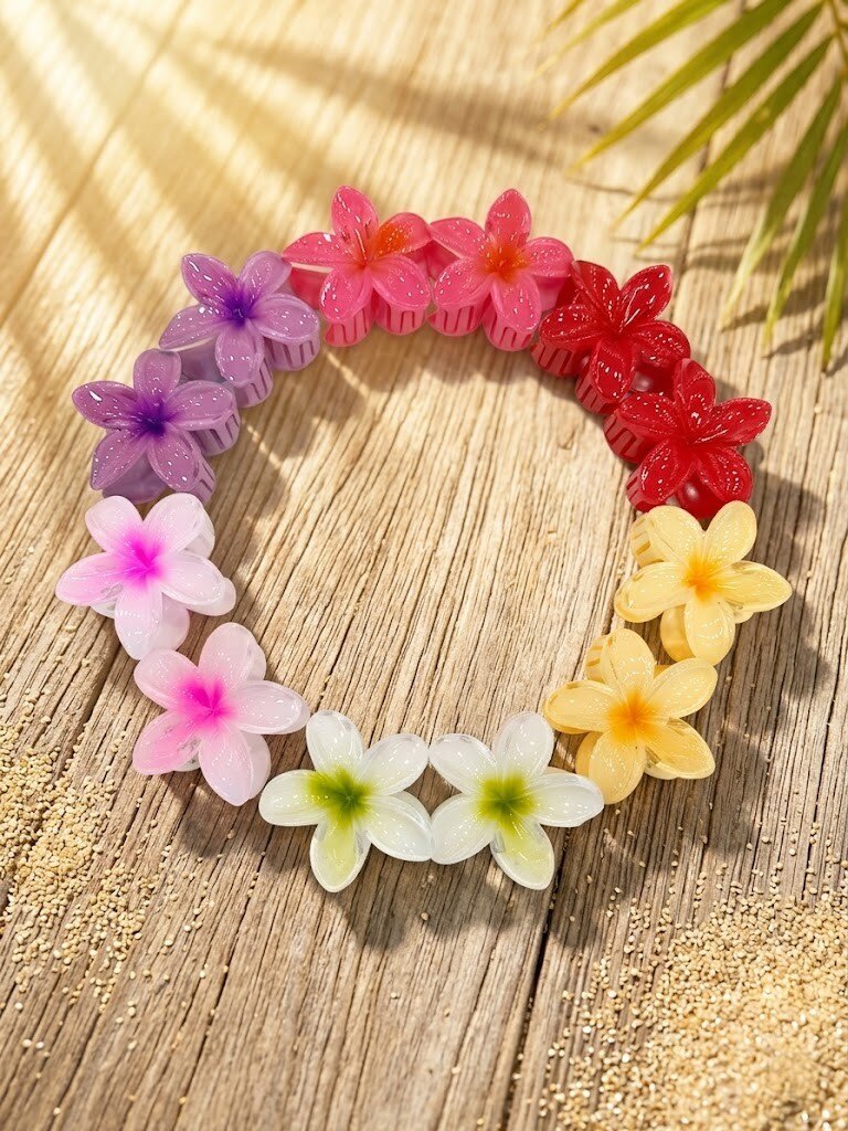Grossiste WEC - Lot de 12 Pinces à Cheveux Fleurs Tropicales