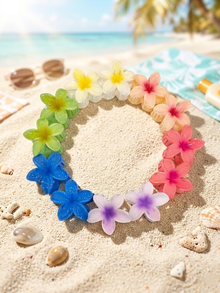 Grossiste WEC - Lot de 12 Pinces à Cheveux Fleurs Tropicales - Style Hawaïen