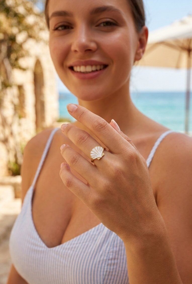 Grossiste WEC Bijoux - Bague Coquillage – Acier Inoxydable