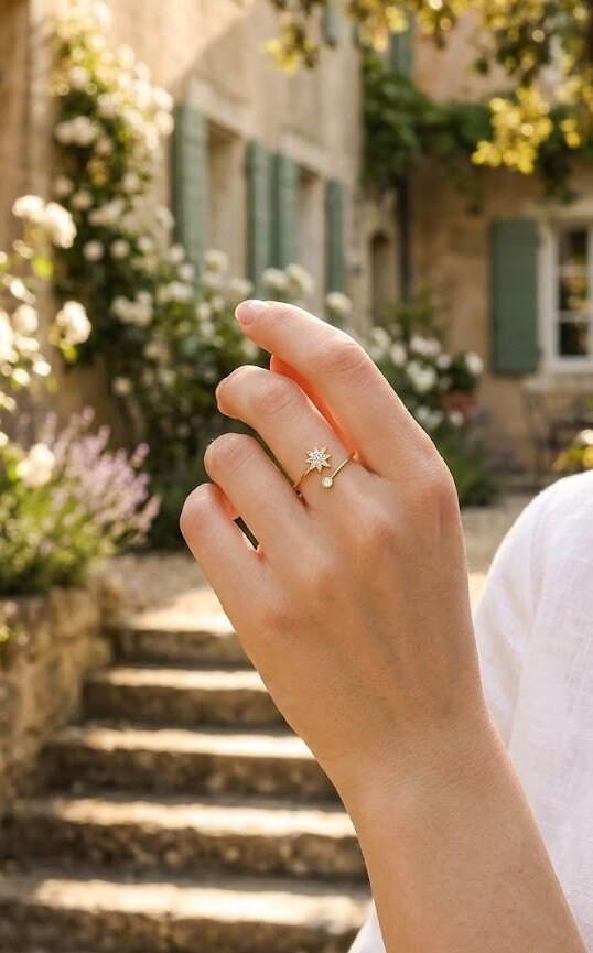 Grossiste WEC - Bague Ajustable Étoile du Nord en Acier Inoxydable