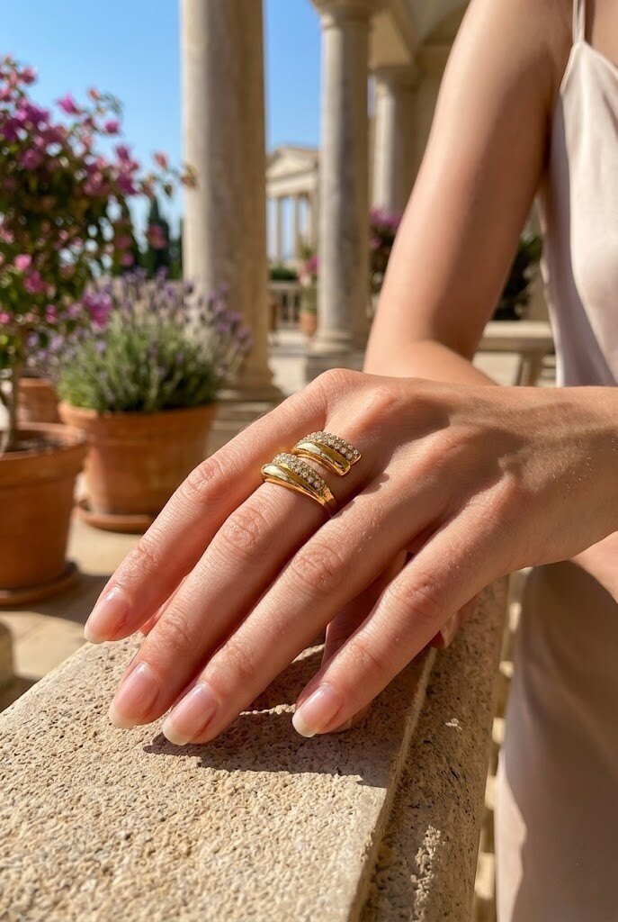 Grossiste WEC - Bague Ajustable « Ondulation Scintillante » en Acier Inoxydable