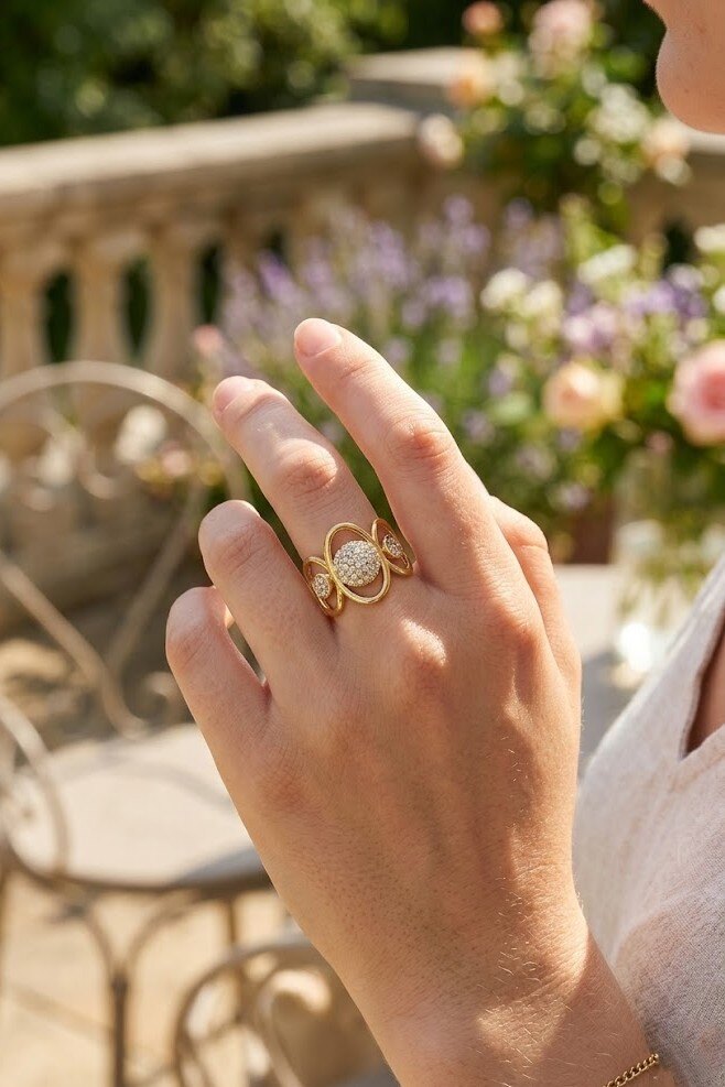 Grossiste WEC - Bague Ajustable « Éclipse Scintillante » en Acier Inoxydable