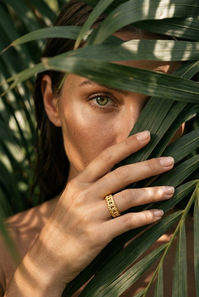 Mayorista WEC - Anillo Ajustable Texturizado en Acero Inoxidable Dorado
