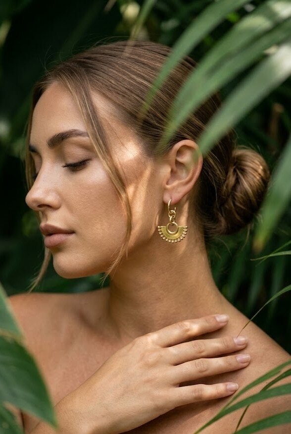 Grossiste WEC - BOUCLES D'OREILLES ÉVENTAIL ETHNIQUE ACIER INOXYDABLE