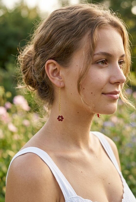 Grossiste WEC - Boucles d'Oreilles Traversantes Rubis Céleste – Acier Inoxydable
