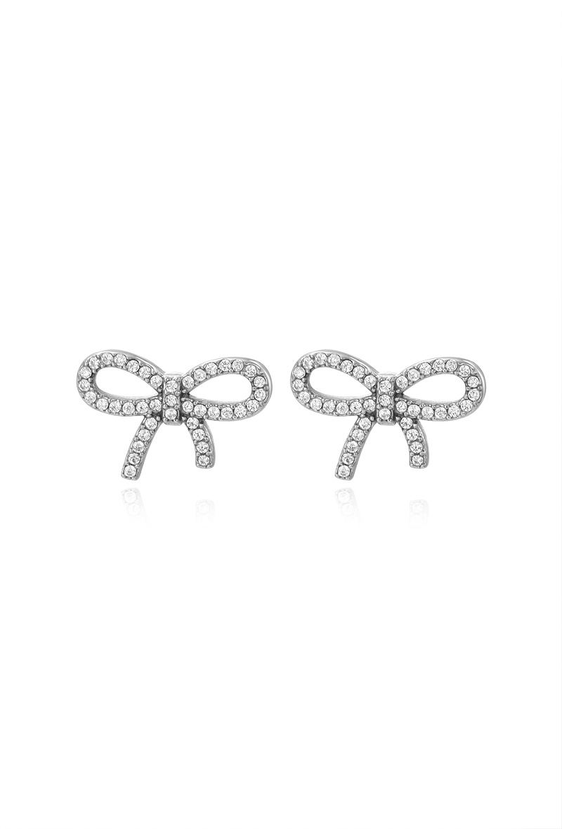 Grossiste WEC Bijoux - Boucles d’Oreilles Nœud Étincelant – Acier Inoxydable et Cristaux