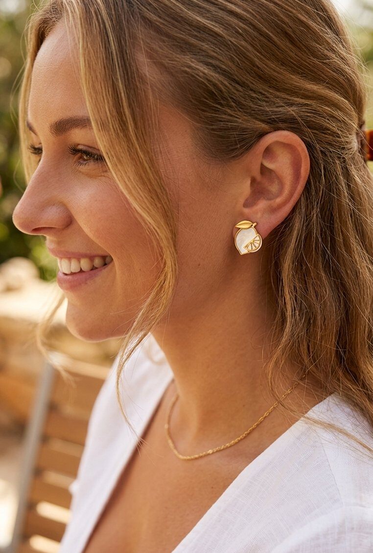 Grossiste WEC Bijoux - Boucle d'oreilles Citron – Acier Inoxydable & Cristaux