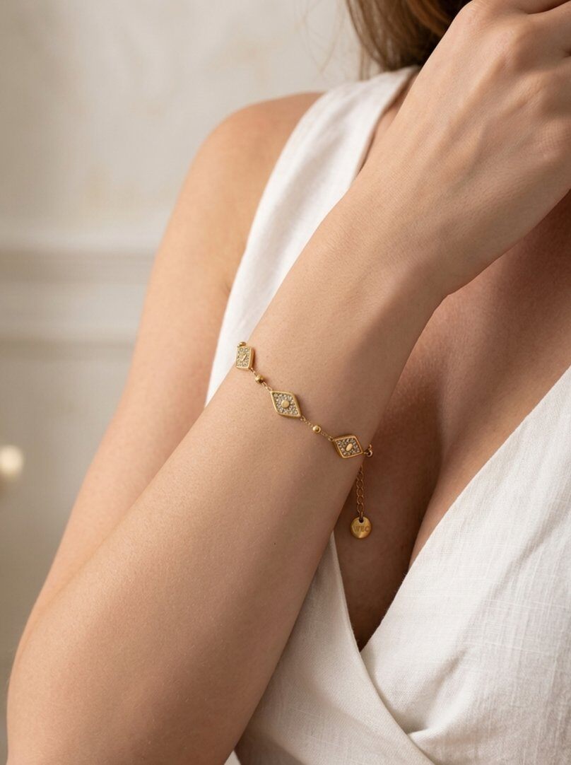 Grossiste WEC Bijoux - Bracelet Éclat Géométrique en Acier inoxydable Doré
