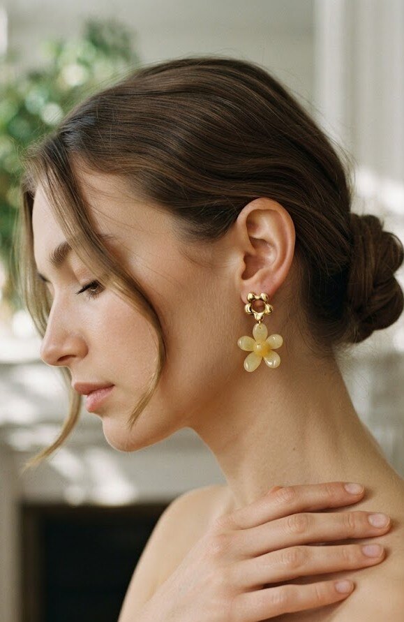 Mayorista WEC - Pendientes Colgantes «Daisy Pop» – Acero Inoxidable y Resina