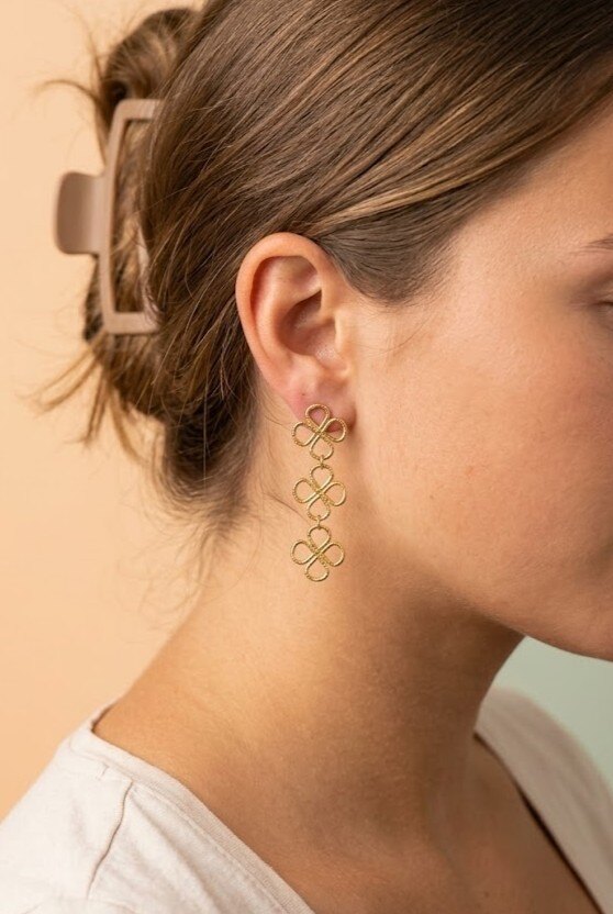 Grossiste WEC - Boucles d'Oreilles Pendantes Dorées en Acier Inoxydable