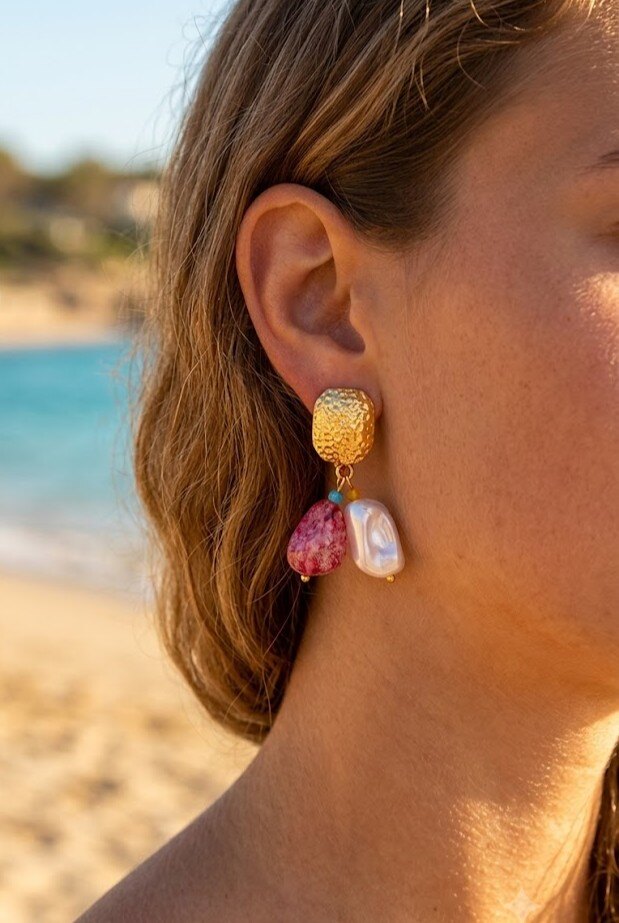 Mayorista WEC - Pendientes de Acero Inoxidable 'Océano y Perlas Barrocas'