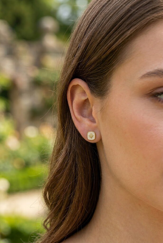 Grossiste WEC - Boucles d'Oreilles Boussole en Acier Inoxydable et Nacre